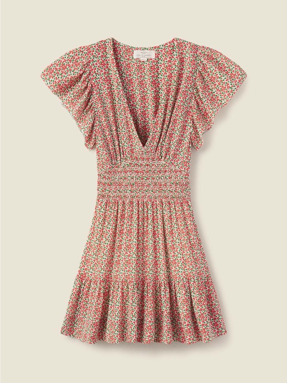 Birds of Paradis by Trovata Ditsy Floral Smocked Mini Dress, Size M